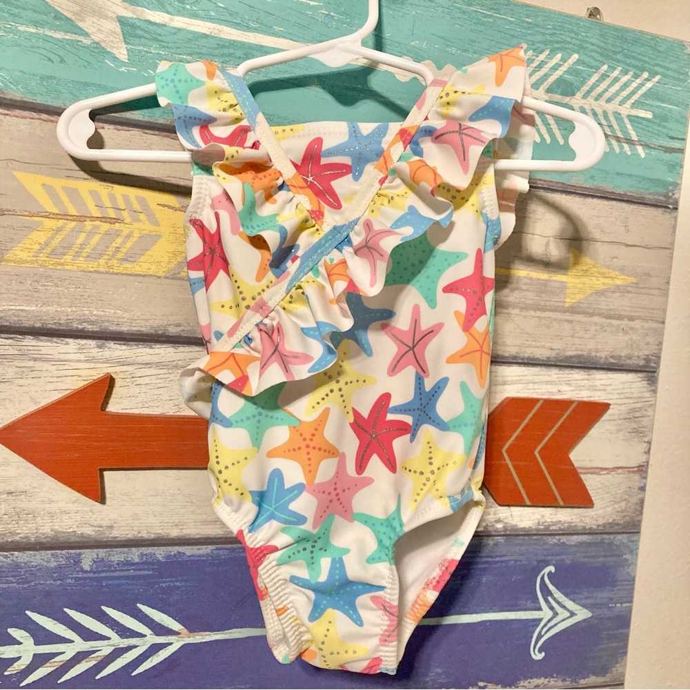 LITTLE ME Little Gir's Star-Print One-Piece Swimsuit